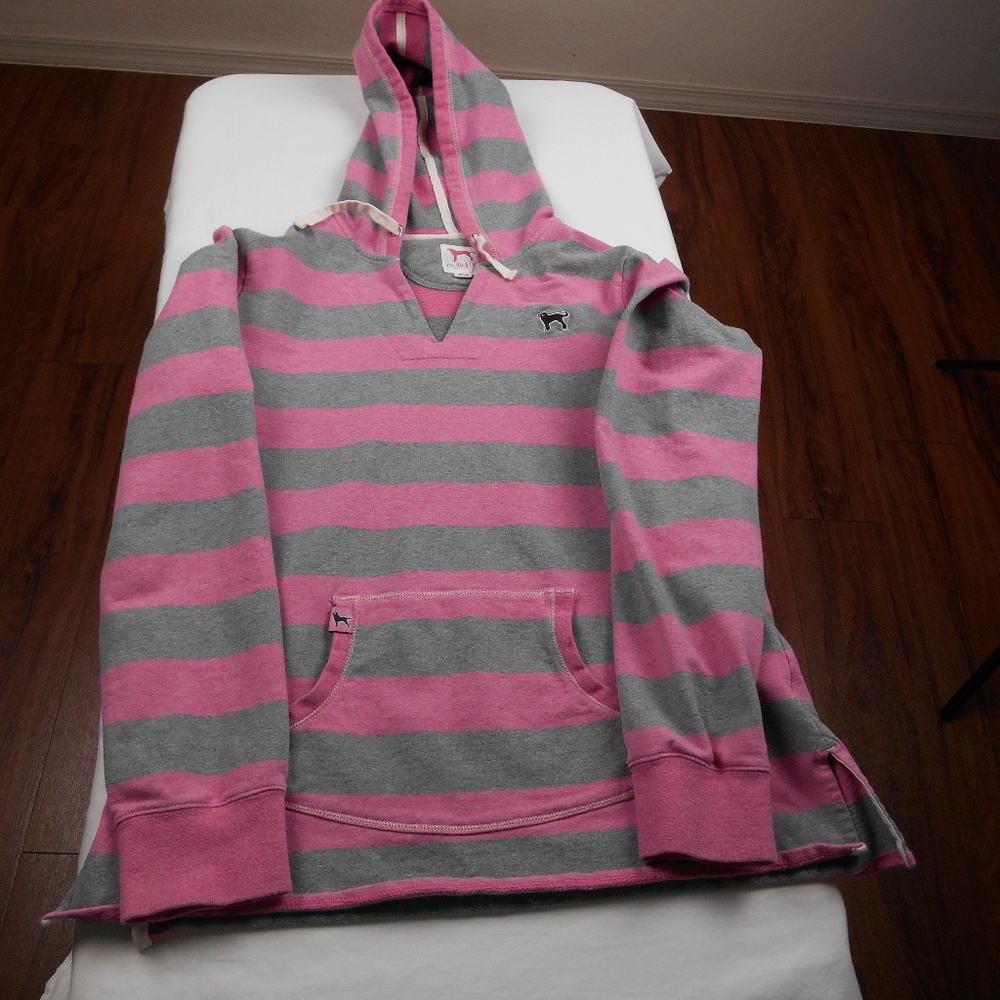 The Black Dog Hoodie Striped Pink/Grey